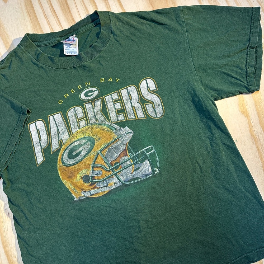 Delta Pro Weight Green Bay Packers Vintage Graphic T-Shirt Mens Medium Green